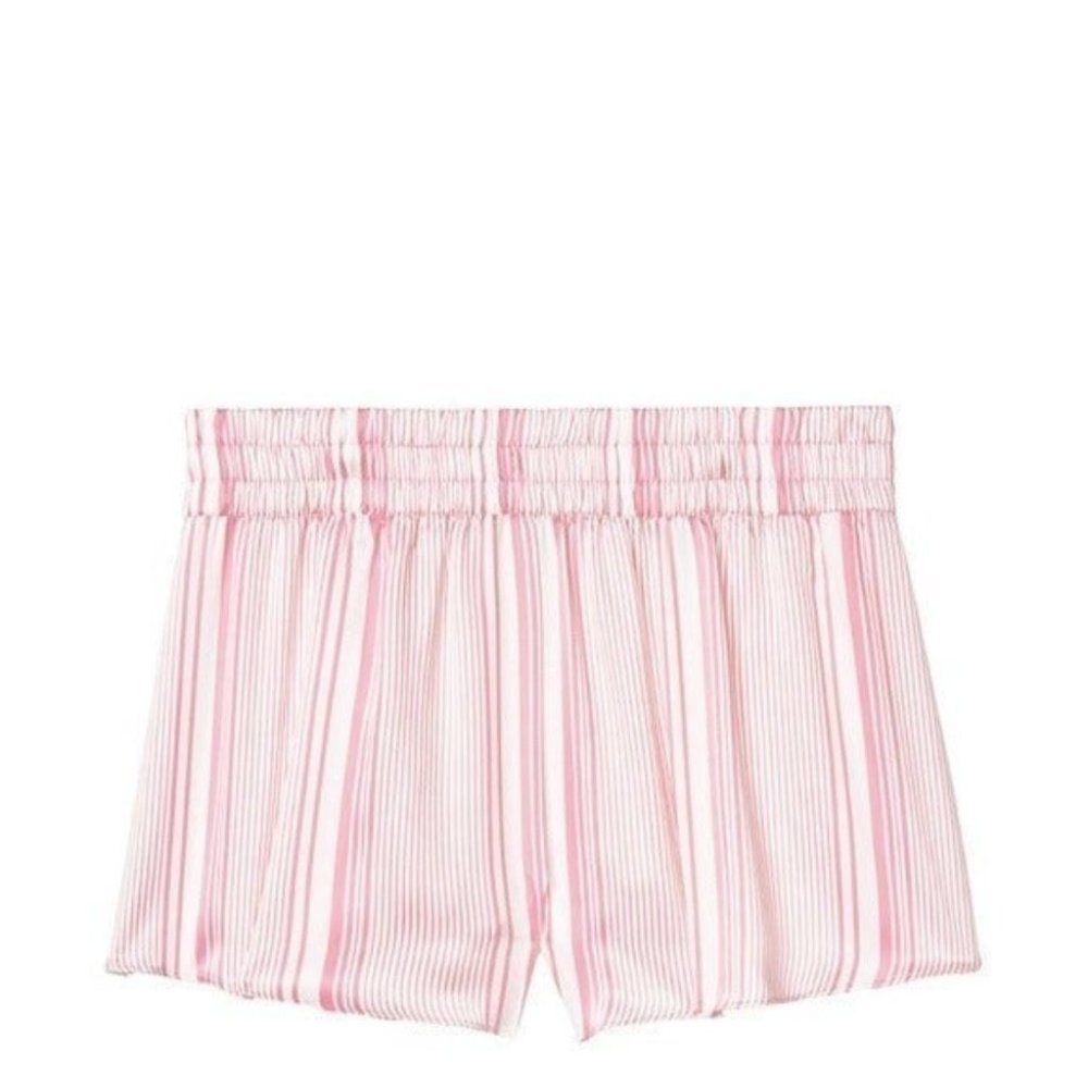 VS Ruched-waist Satin Sleep Short XS Pink Stripe Lounge Shorts